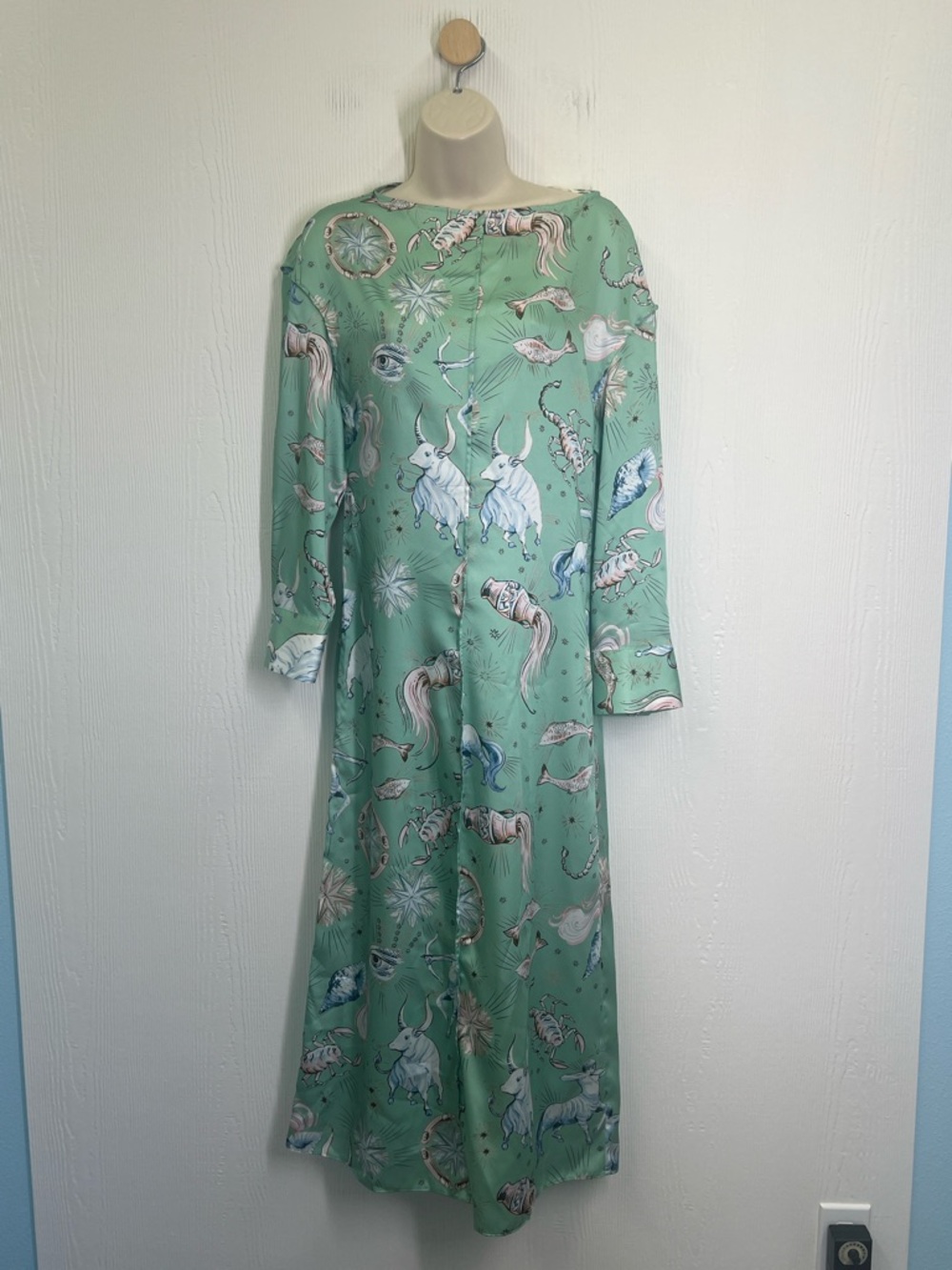 Zara - NWT Limited Edition Zodiac Mint Green Long Sleeve Midi Dress Size XS - Picture 3 of 12